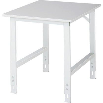 Work table, height adjustable, frame 60 x 30 mm, melamine coated panel, WxD 750 x 1000 mm, light grey.