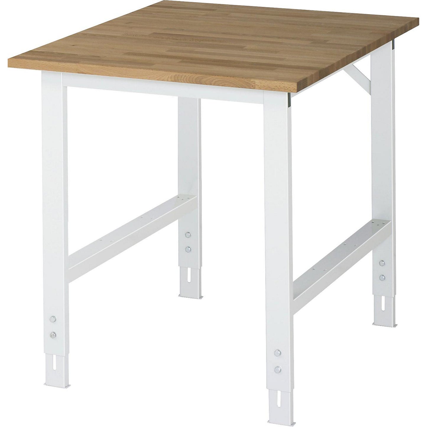 Work table, height adjustable, frame 60 x 30 mm, solid beech panel, WxD 750 x 1000 mm, light grey.