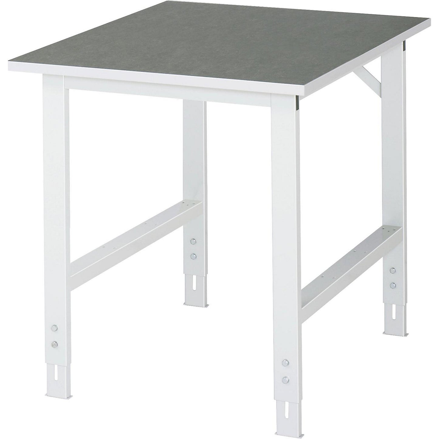 Work table, height adjustable, frame 60 x 30 mm, linoleum panel, WxD 750 x 1000 mm, light grey.