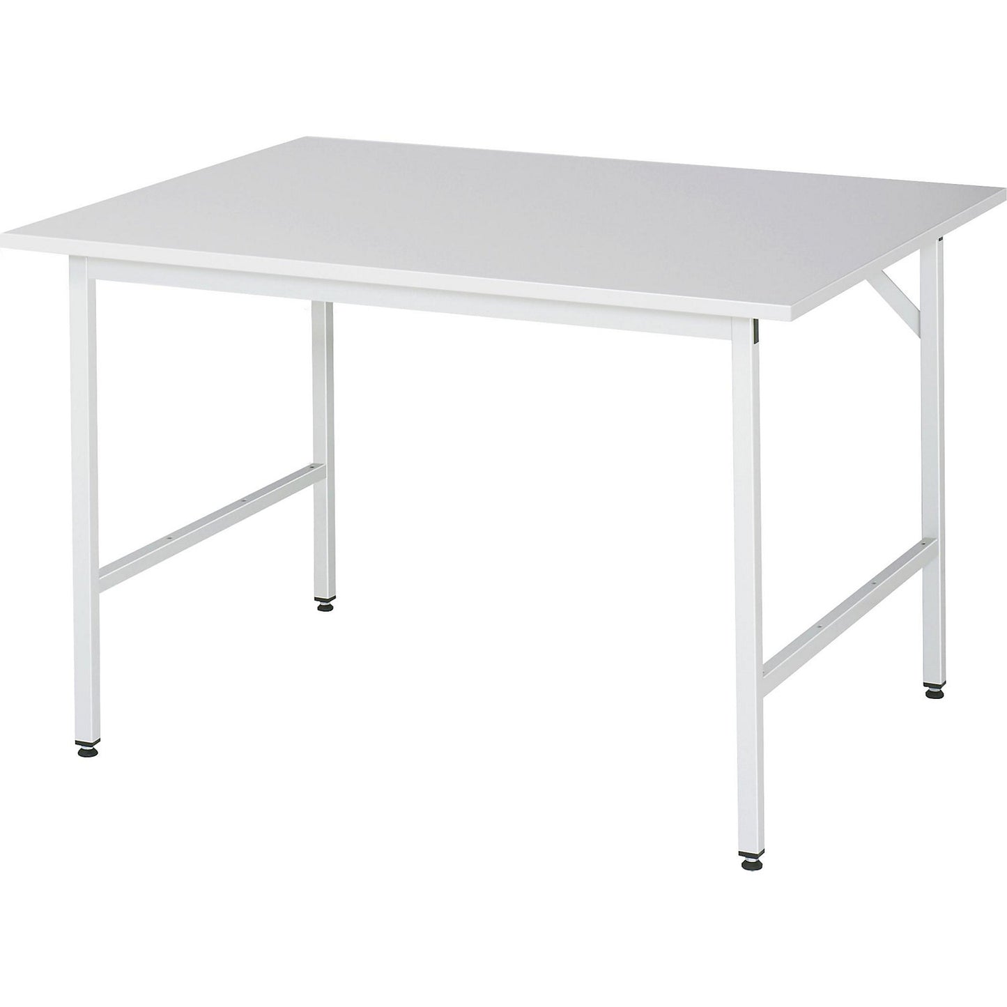 Work table, height adjustable, frame 30 x 30 mm, melamine coated panel, WxD 1250 x 1000 mm, light grey.