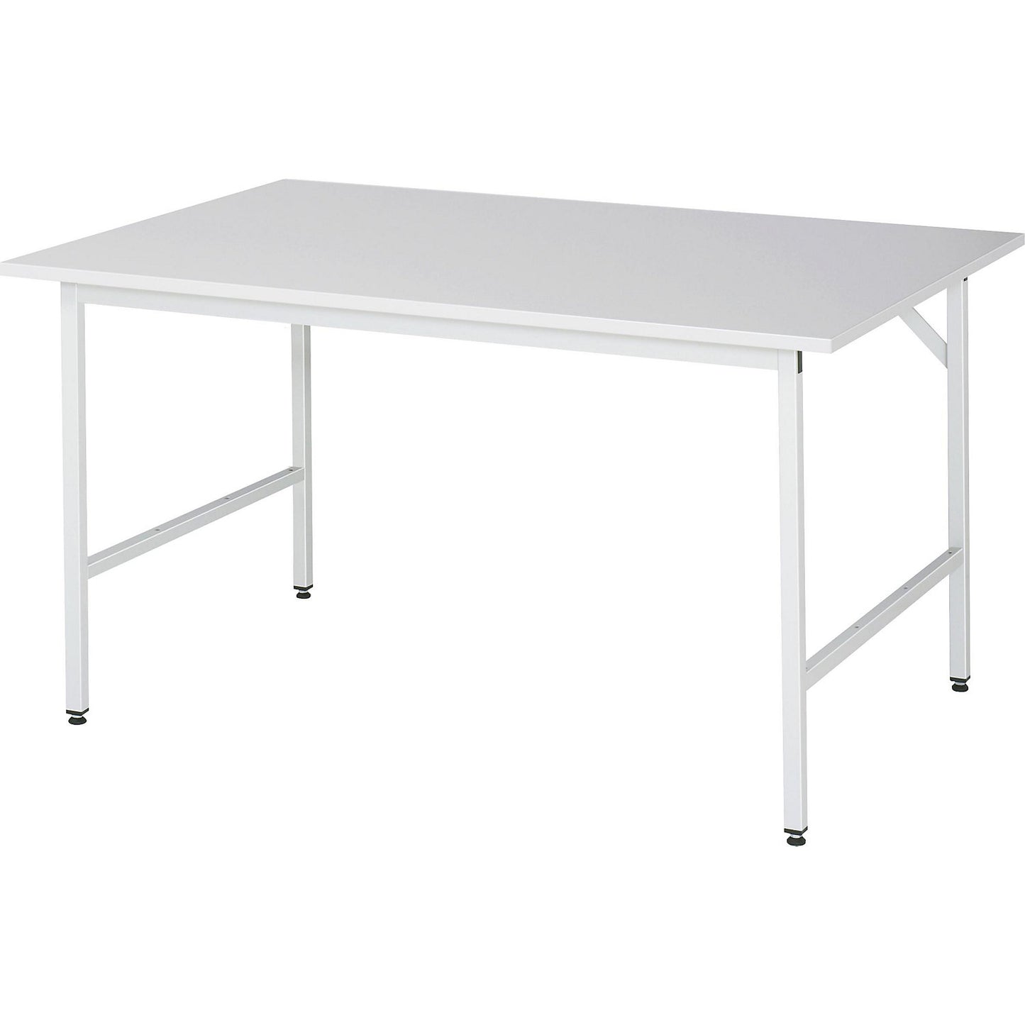 Work table, height adjustable, frame 30 x 30 mm, melamine coated panel, WxD 1500 x 1000 mm, light grey.