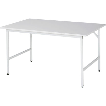 Work table, height adjustable, frame 30 x 30 mm, melamine coated panel, WxD 1500 x 1000 mm, light grey.