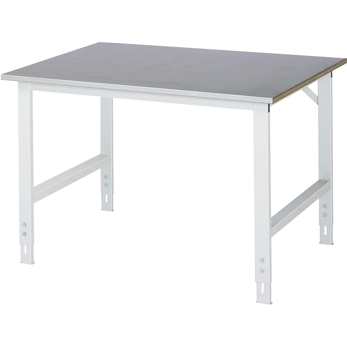 Work table, height adjustable, frame 60 x 30 mm, sheet steel panel, WxD 1250 x 1000 mm, light grey.