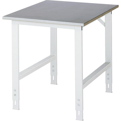 Work table, height adjustable, frame 60 x 30 mm, sheet steel panel, WxD 750 x 1000 mm, light grey.