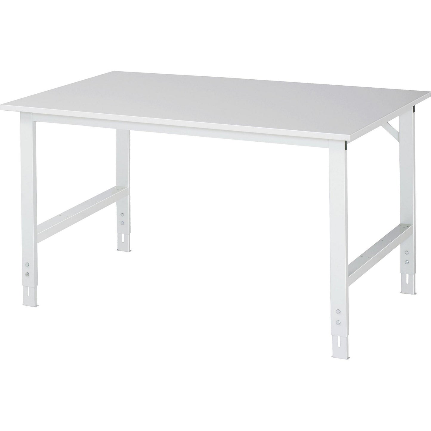 Work table, height adjustable, frame 60 x 30 mm, melamine coated panel, WxD 1500 x 1000 mm, light grey.