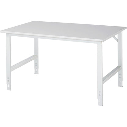 Work table, height adjustable, frame 60 x 30 mm, melamine coated panel, WxD 1500 x 1000 mm, light grey.