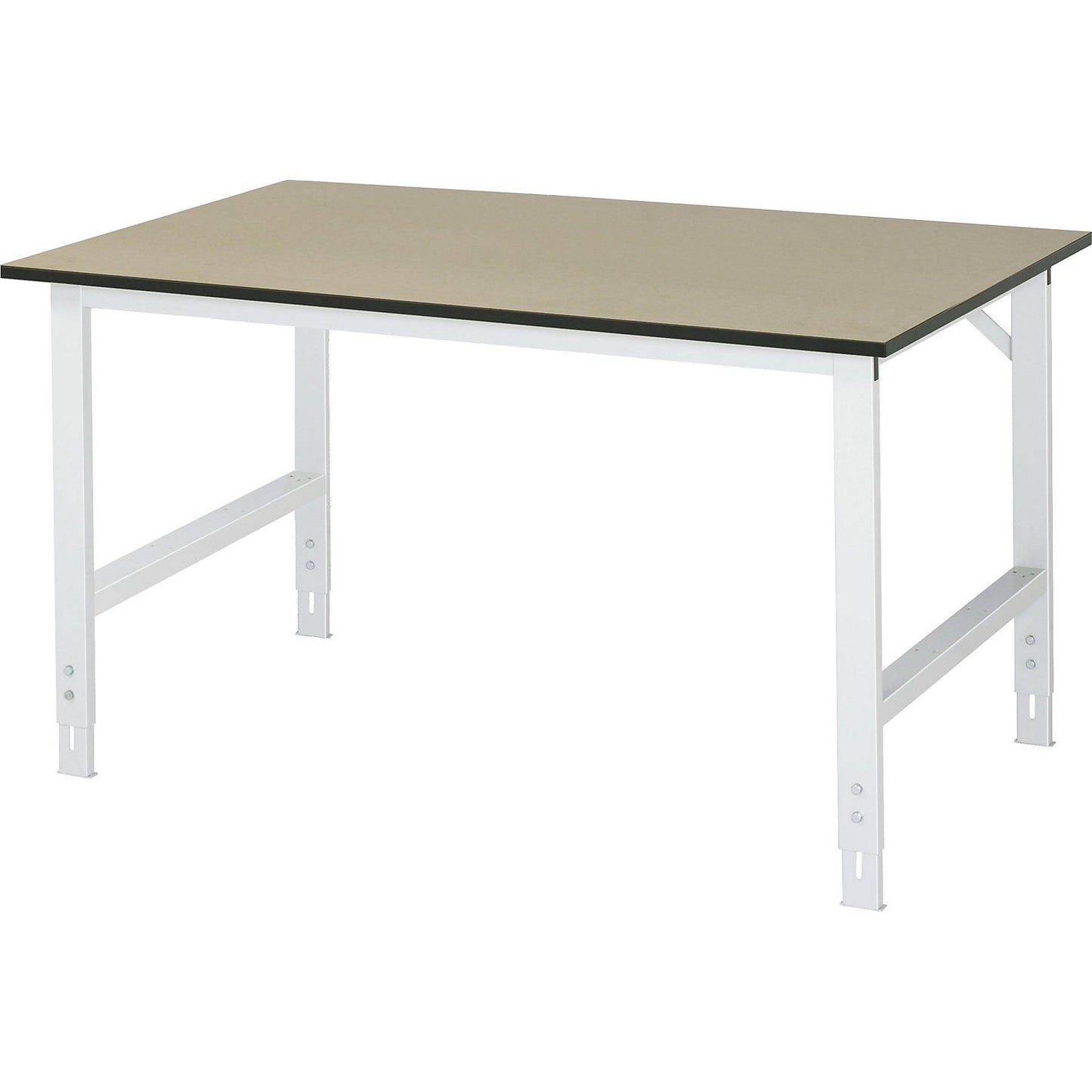 Work table, height adjustable, frame 60 x 30 mm, MDF panel, WxD 1500 x 1000 mm, light grey.