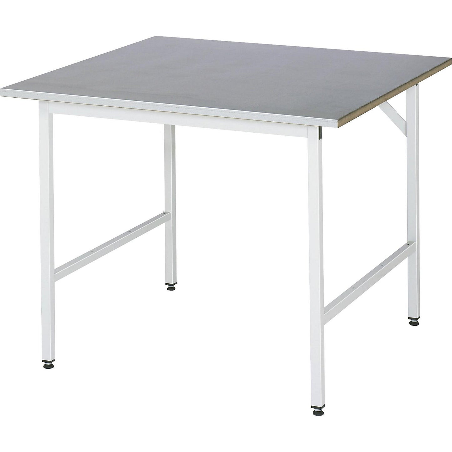 Work table, height adjustable, frame 30 x 30 mm, sheet steel panel, WxD 1000 x 1000 mm.