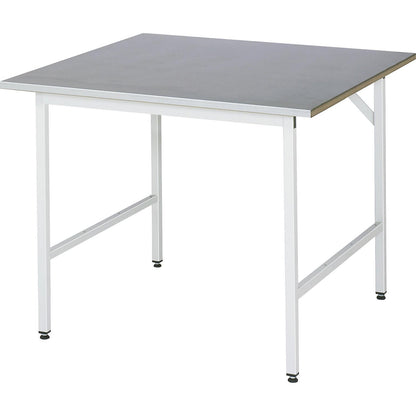 Work table, height adjustable, frame 30 x 30 mm, sheet steel panel, WxD 1000 x 1000 mm.