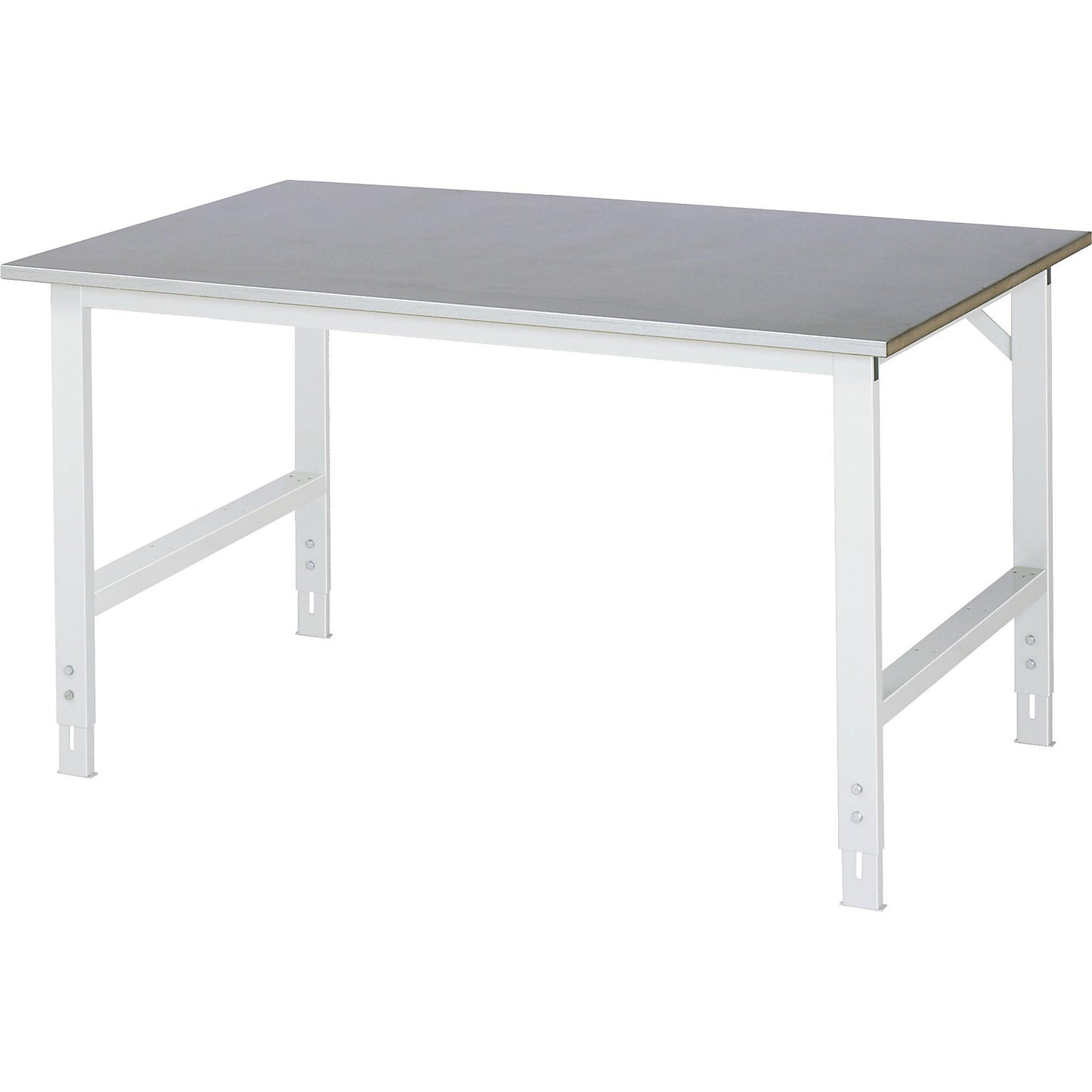 Work table, height adjustable, frame 60 x 30 mm, sheet steel panel, WxD 1500 x 1000 mm, light grey.