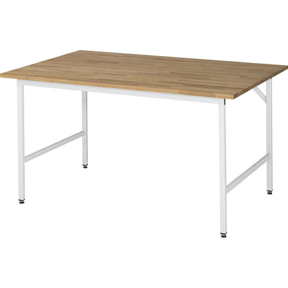 Work table, height adjustable, frame 30 x 30 mm, solid beech panel, WxD 1500 x 1000 mm, light grey.