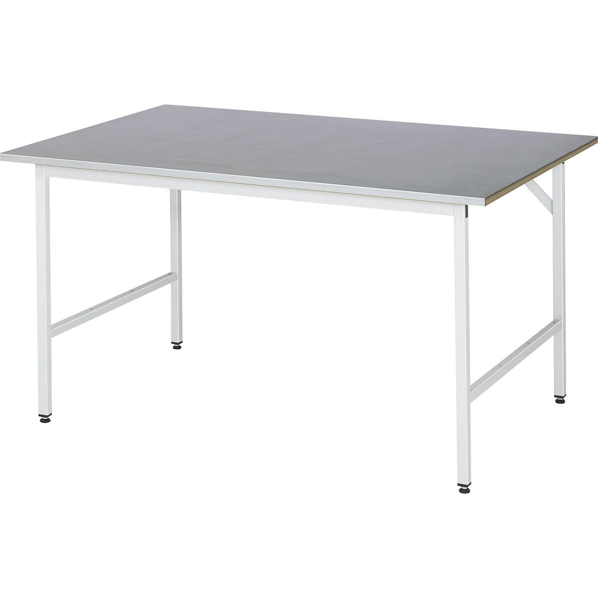 Work table, height adjustable, frame 30 x 30 mm, sheet steel panel, WxD 1500 x 1000 mm, light grey.
