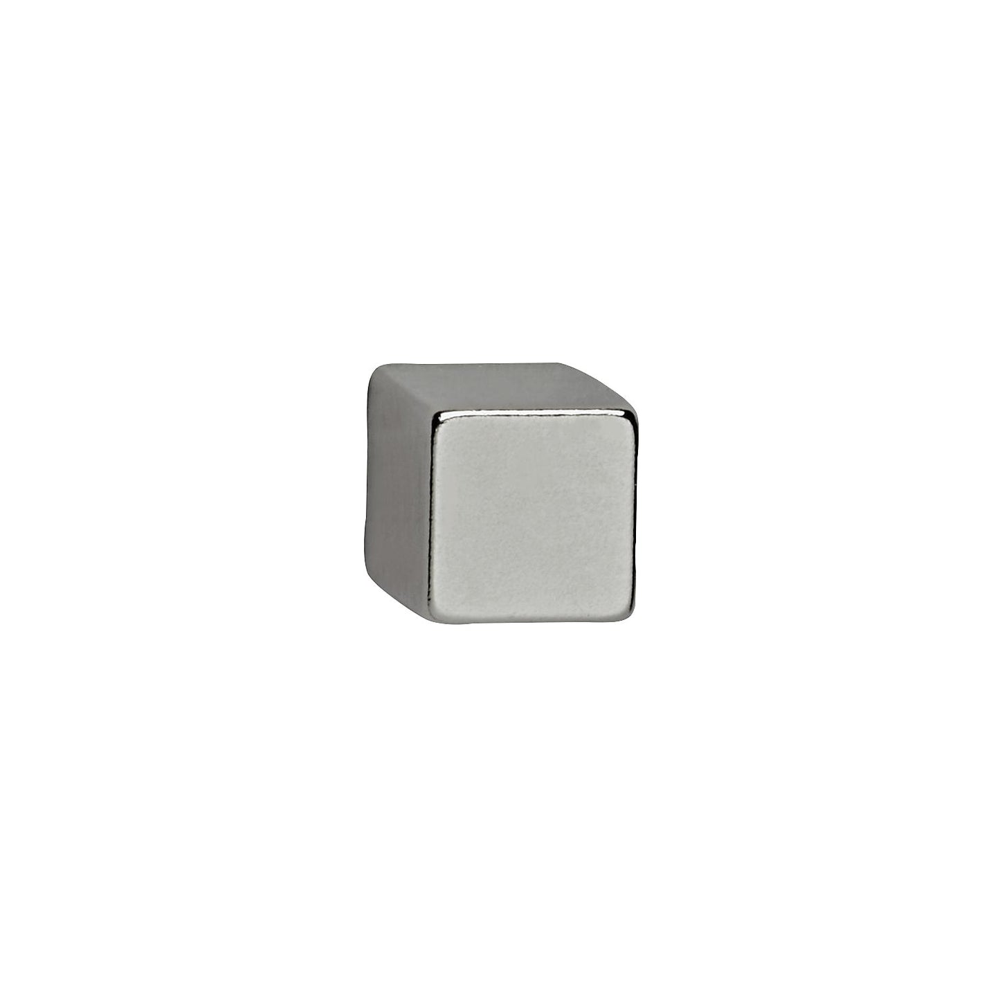 Neodymium cube magnet, nickel plated, holds 3.8 kg, pack of 20.