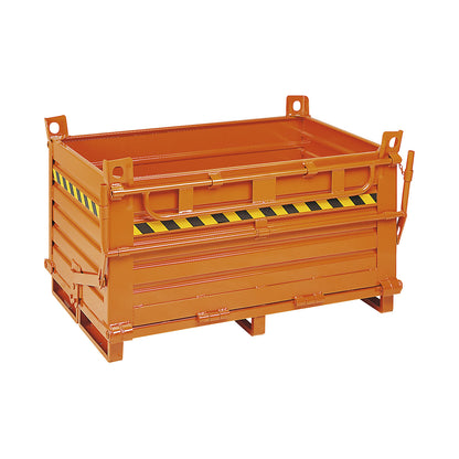 Hinged bottom skip, steel walls, 2 base flaps, capacity 0.975 m³.