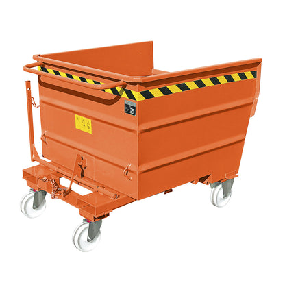 Mobile tilting skip with tilting mechanism, with wheel set, capacity 0.755 m³.