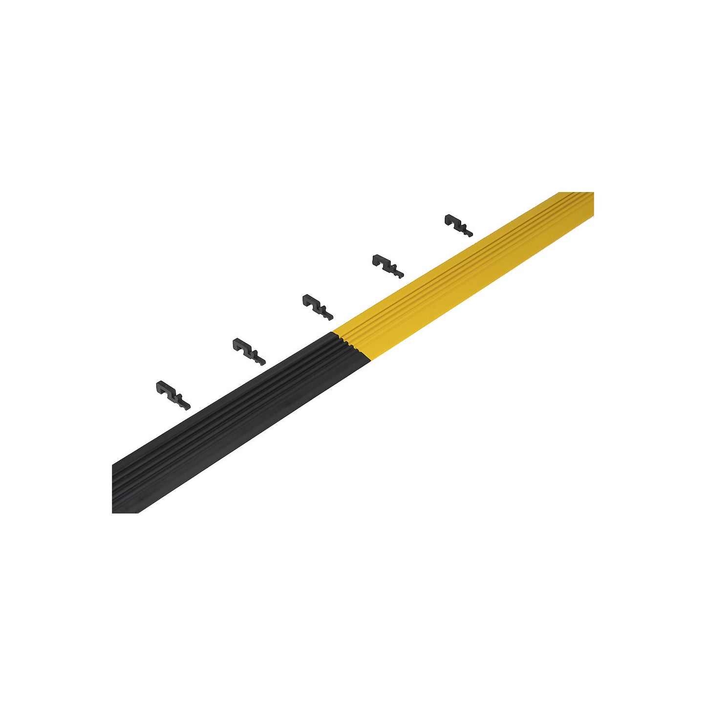 Tapered edge, for industrial matting, for short side, per m, max. length 1.2 m, black / yellow.
