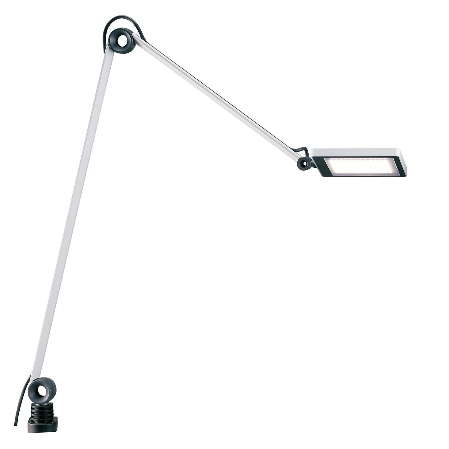 Office lamp, white, dual arm, square lamp head, 108 LEDs.