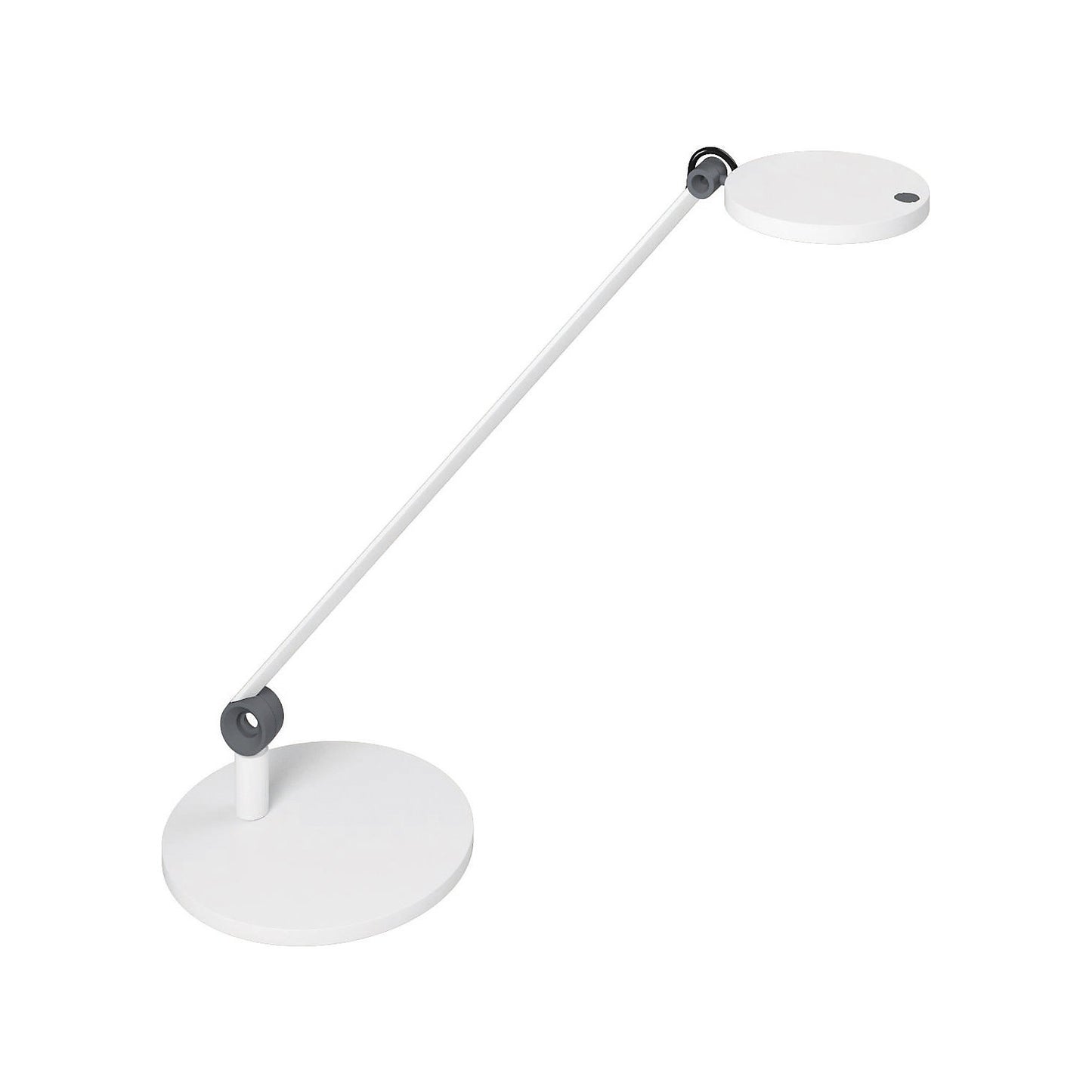 Office lamp, white, single arm, round lamp head, 102 LEDs.
