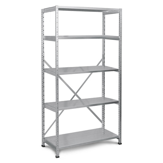 Boltless industrial and storage shelving unit, h 1920 mm, shelf width 1000 mm, 5 shelves, depth 500 mm, standard shelf unit.