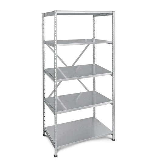 Boltless industrial and storage shelving unit, h 1920 mm, shelf width 800 mm, 5 shelves, depth 600 mm, standard shelf unit.
