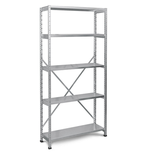 Boltless industrial and storage shelving unit, h 1920 mm, shelf width 800 mm, 5 shelves, depth 400 mm, standard shelf unit.