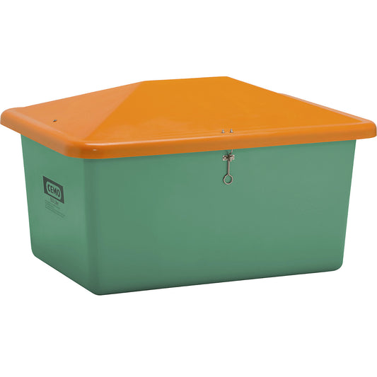 Grit container made of GRP, capacity 550 l, without dispenser opening, green container.