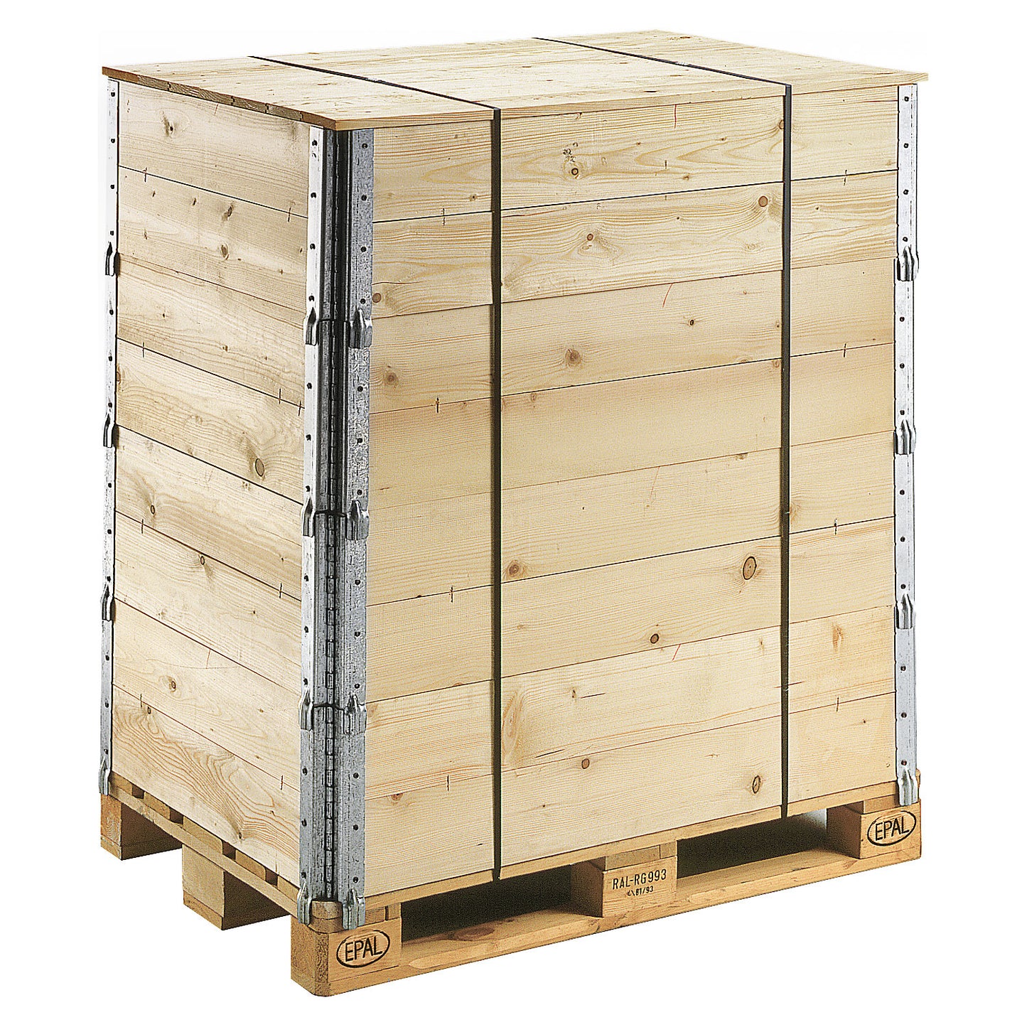 Wooden pallet collar, with 4 hinges, for pallets 1200 x 1000 mm, effective height 200 mm.
