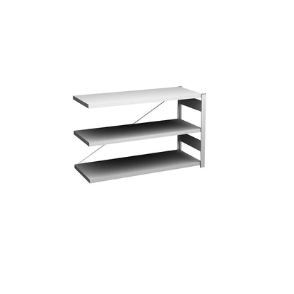 Boltless shelving unit, light duty, single-sided, HxWxD 825 x 1300 x 500 mm, grey, extension shelf unit.