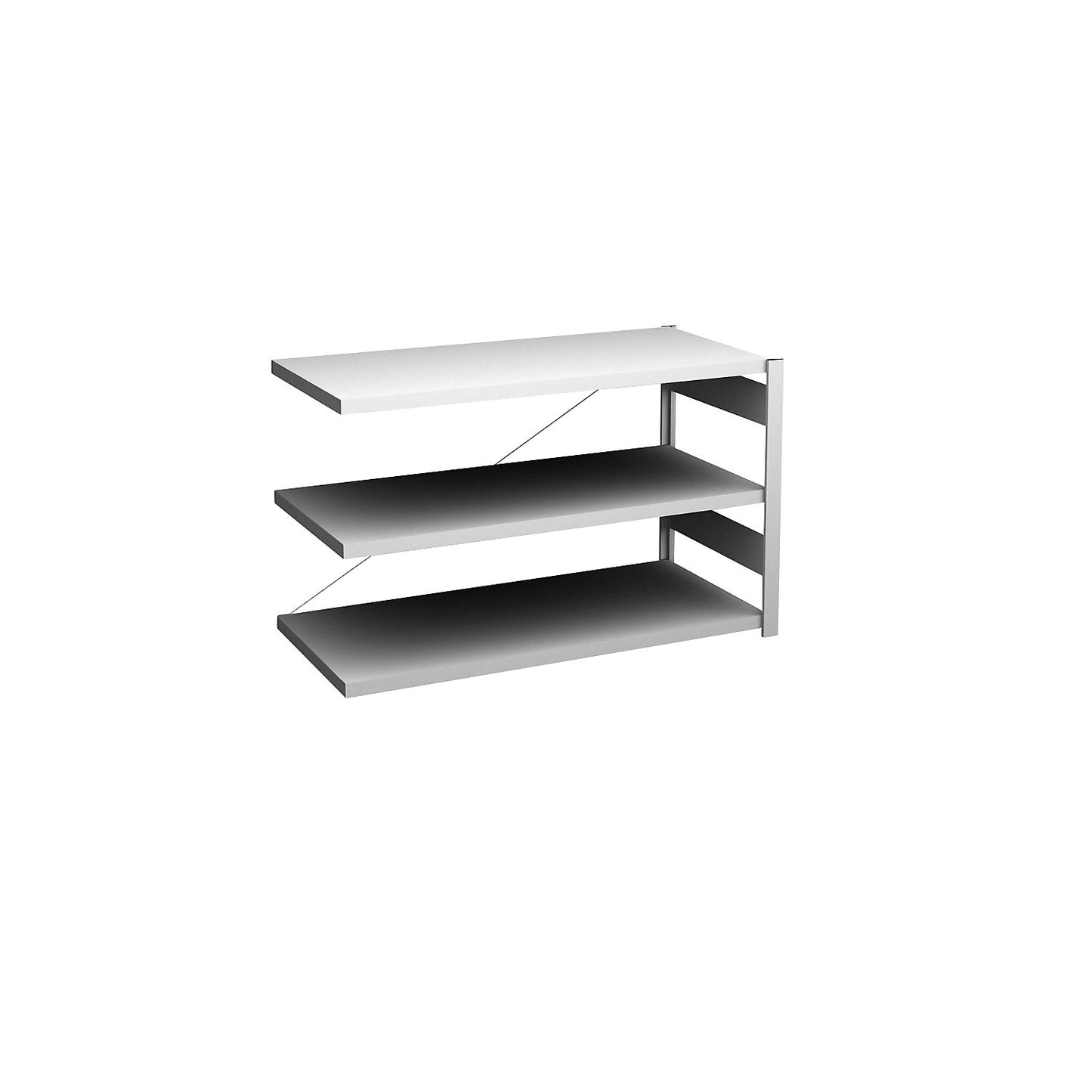 Boltless shelving unit, light duty, single-sided, HxWxD 825 x 1300 x 600 mm, grey, extension shelf unit.