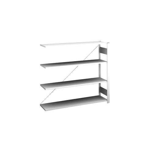 Boltless shelving unit, light duty, single-sided, HxWxD 1200 x 1300 x 300 mm, grey, extension shelf unit.