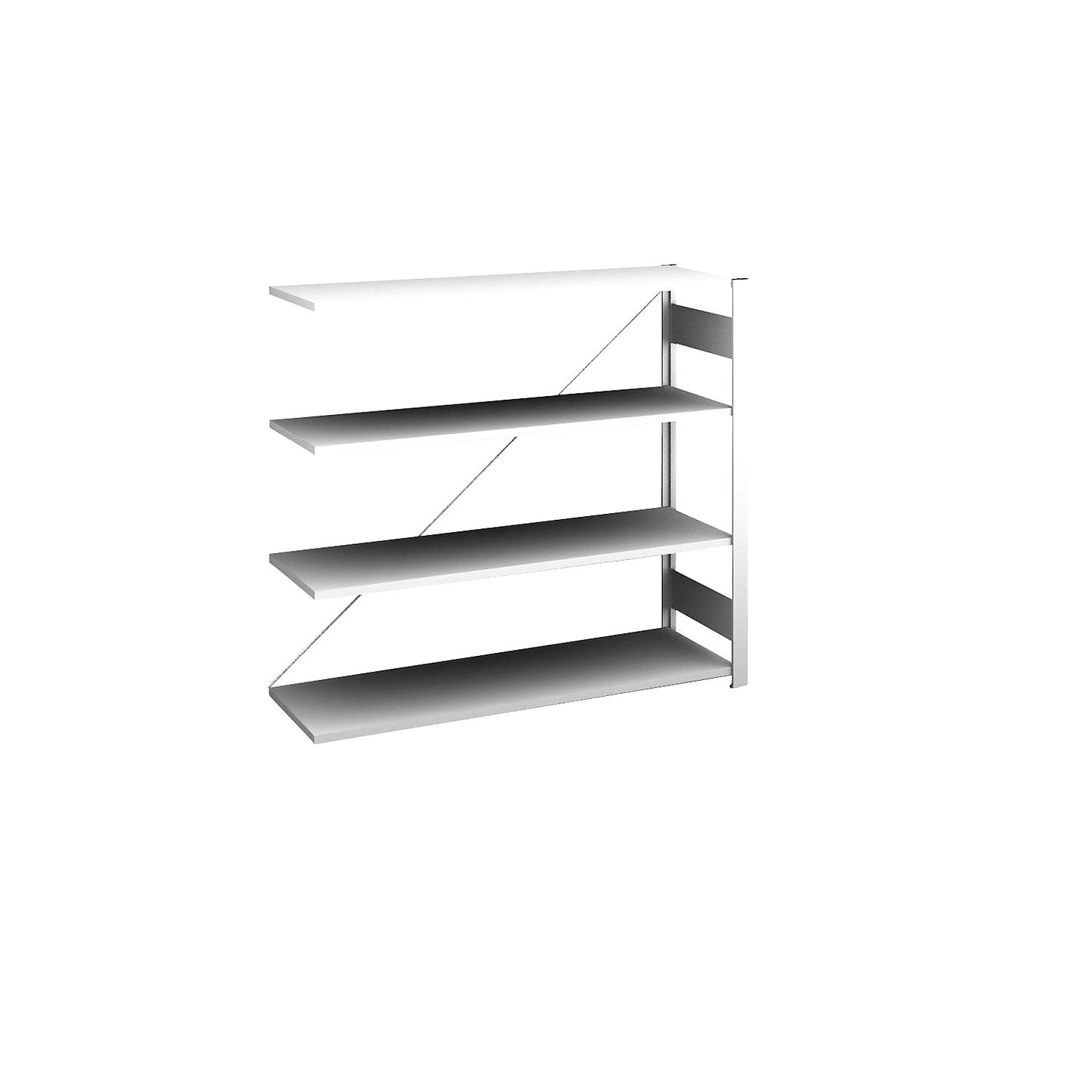 Boltless shelving unit, light duty, single-sided, HxWxD 1200 x 1300 x 400 mm, grey, extension shelf unit.