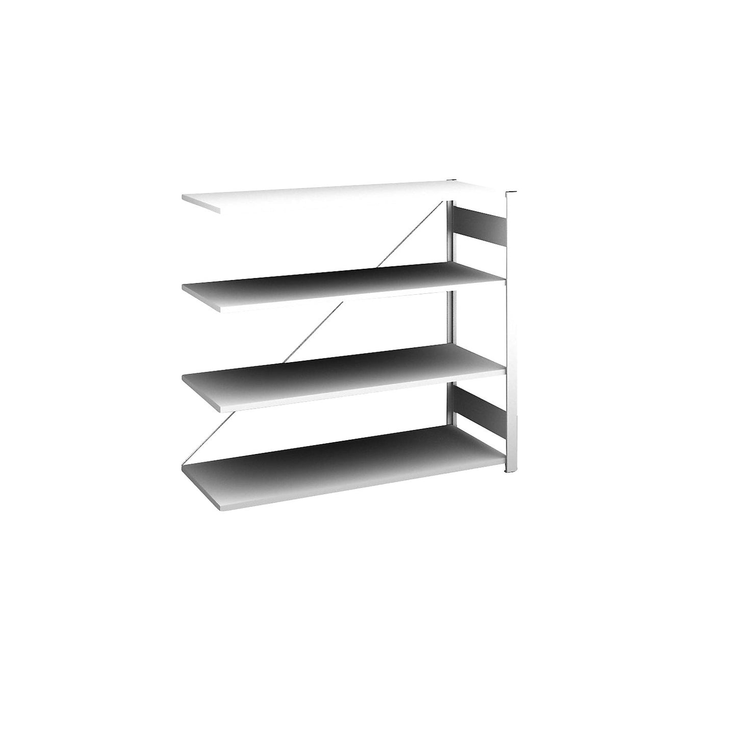 Boltless shelving unit, light duty, single-sided, HxWxD 1200 x 1300 x 500 mm, grey, extension shelf unit.