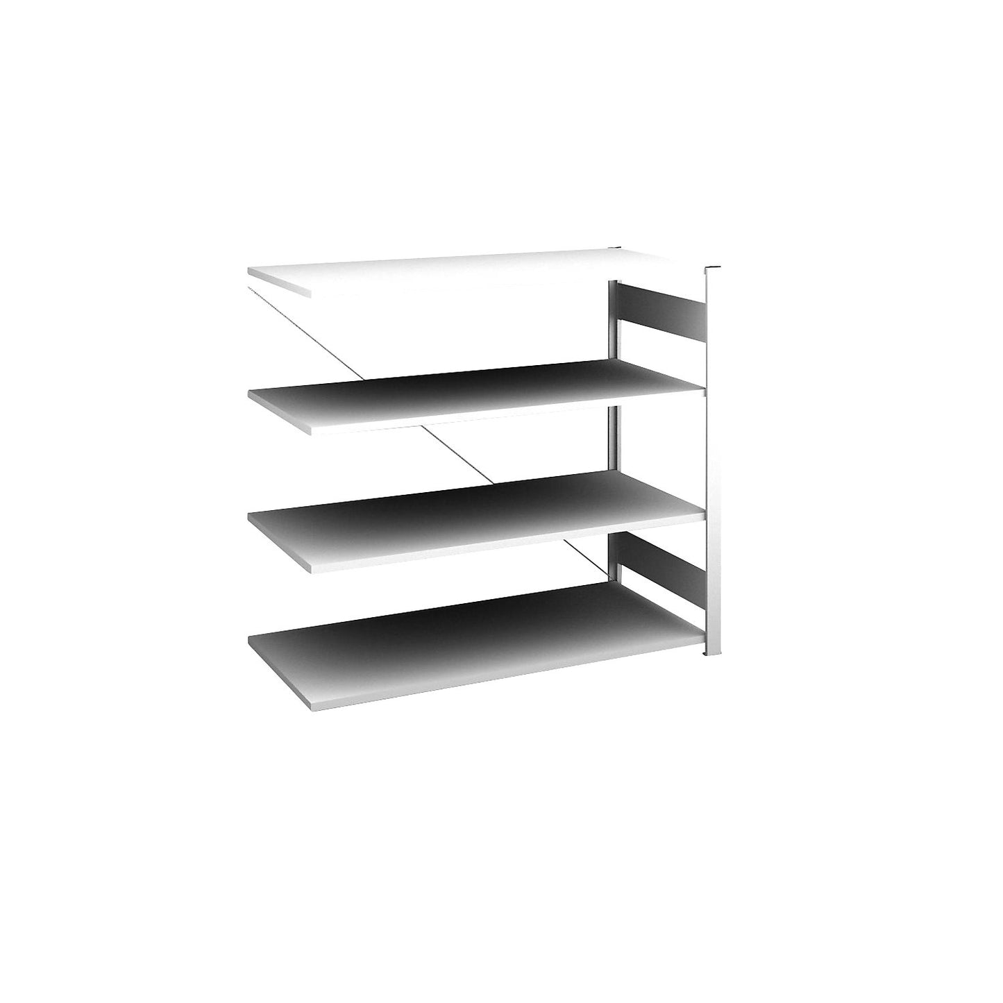 Boltless shelving unit, light duty, single-sided, HxWxD 1200 x 1300 x 600 mm, grey, extension shelf unit.