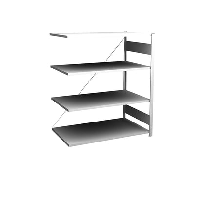 Boltless shelving unit, light duty, single-sided, HxWxD 1200 x 1000 x 800 mm, grey, extension shelving unit.