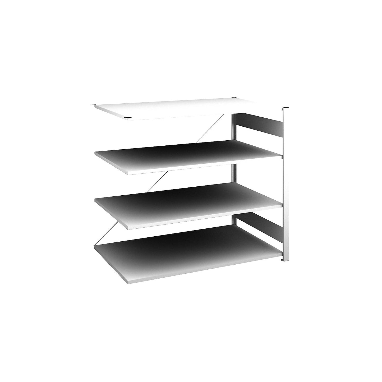 Boltless shelving unit, light duty, single-sided, HxWxD 1200 x 1300 x 800 mm, grey, extension shelf unit.