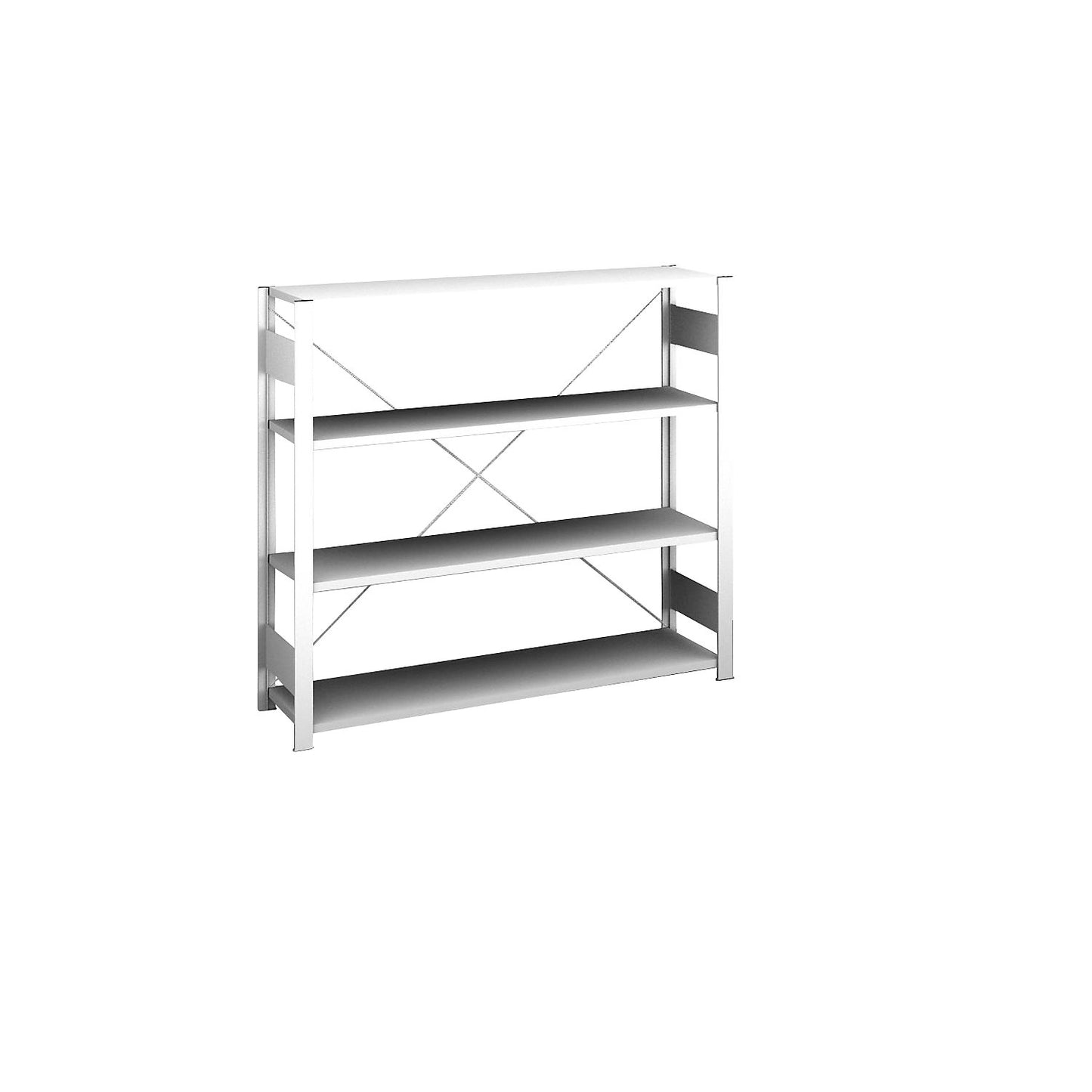 Boltless shelving unit, light duty, single-sided, HxWxD 1200 x 1300 x 300 mm, grey, standard shelf unit.