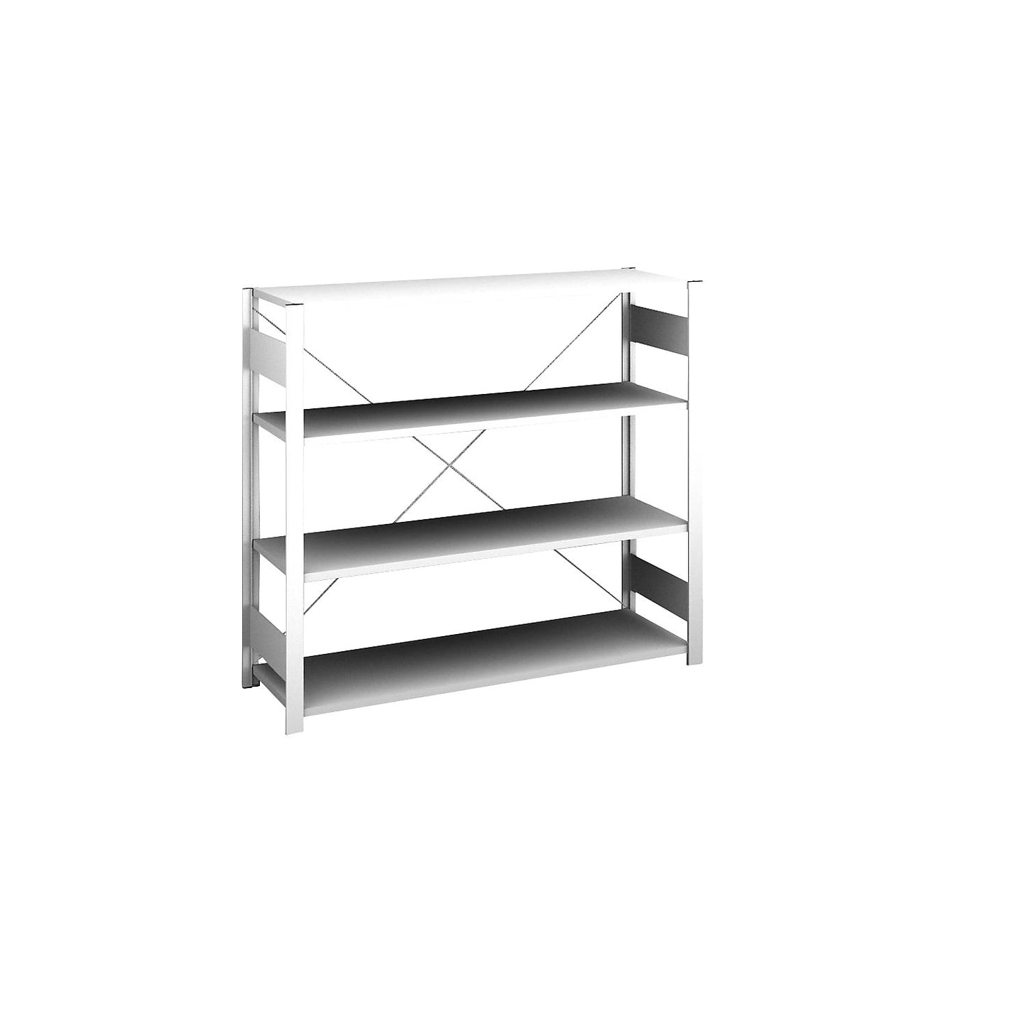 Boltless shelving unit, light duty, single-sided, HxWxD 1200 x 1300 x 400 mm, grey, standard shelf unit.