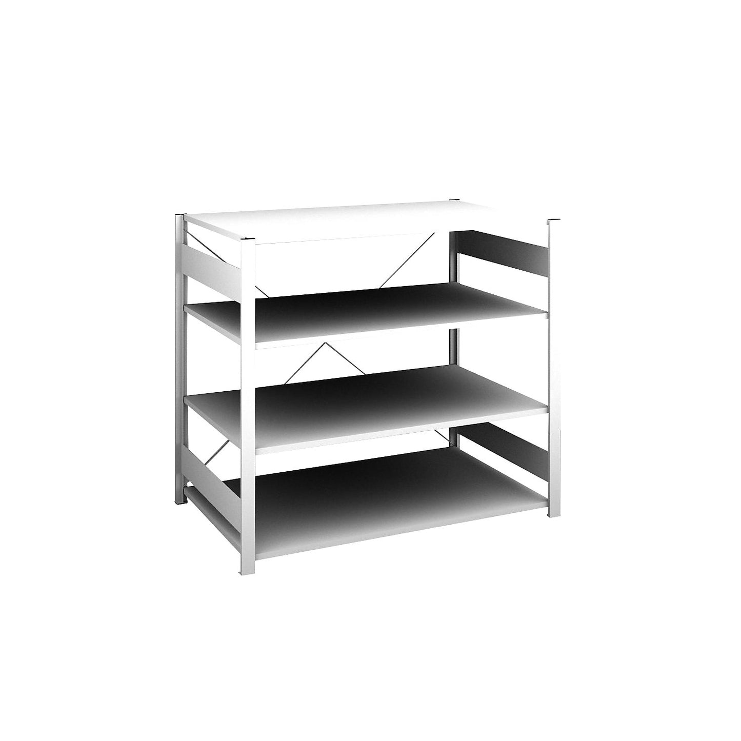 Boltless shelving unit, light duty, single-sided, HxWxD 1200 x 1300 x 800 mm, grey, standard shelf unit.