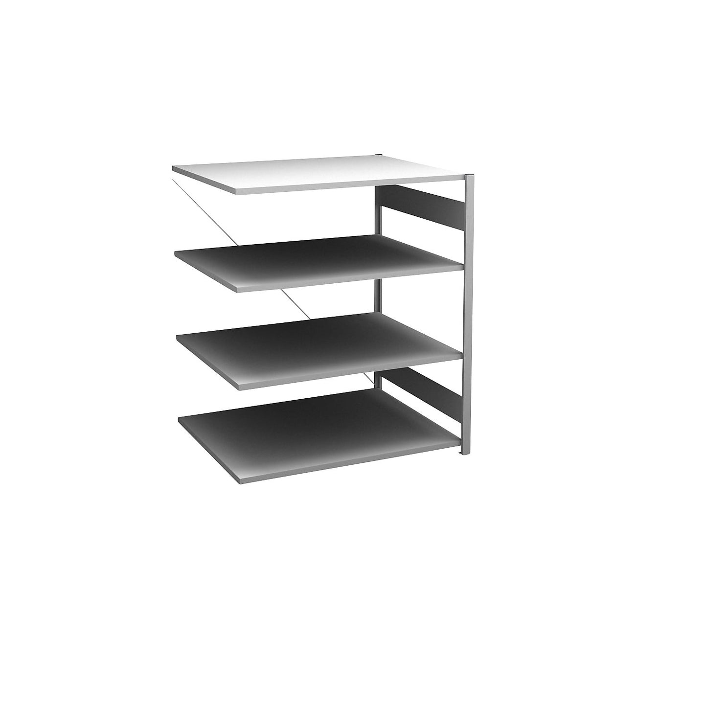 Boltless shelving unit, light duty, single-sided, HxWxD 1200 x 1000 x 800 mm, zinc plated, extension shelving unit.