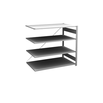 Boltless shelving unit, light duty, single-sided, HxWxD 1200 x 1300 x 800 mm, zinc plated, extension shelf unit.