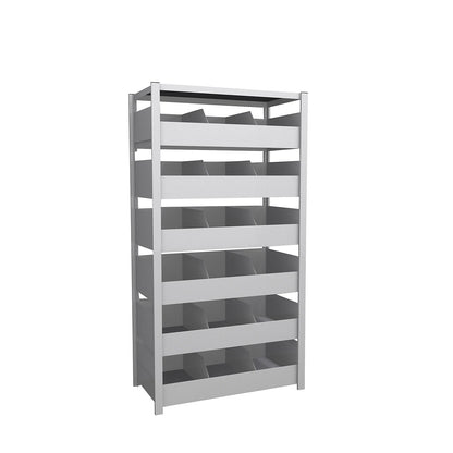 Bulk material shelving unit, shelf height 2000 mm, standard shelf unit, WxD 1060 x 535 mm.