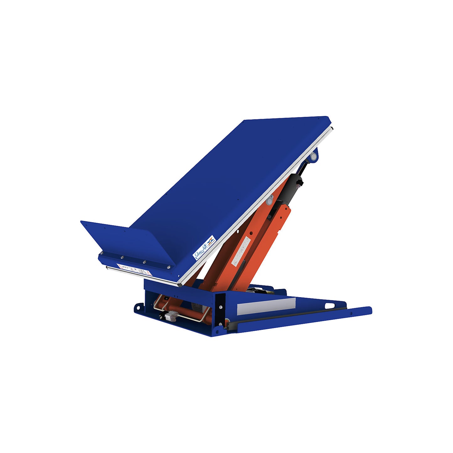 Lifting/tilting platform, G platform, tilts to short side, width 800 mm, for counterbalance forklift.