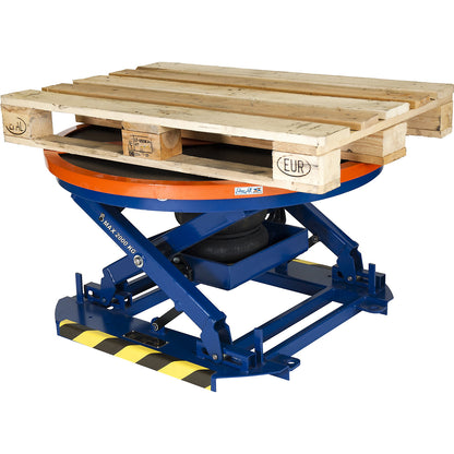 Automatic pallet leveller with turntable, turntable Ø 1110 mm, max. load 150 - 2000 kg.