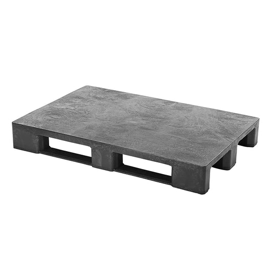 Plastic EURO pallet, without raised edges, closed top deck, charcoal.