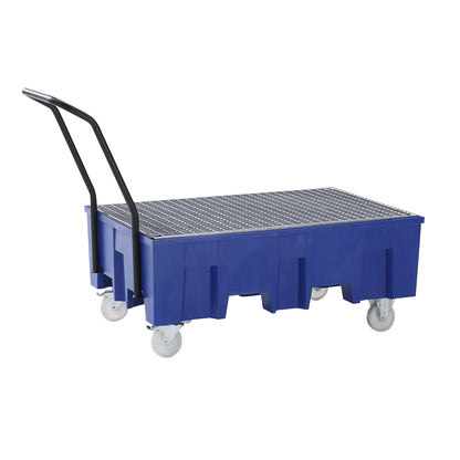 Mobile PE drum sump, for 2 x 200 l drums, with zinc plated grate.