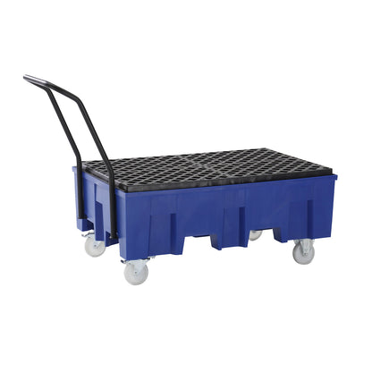 Mobile PE drum sump, for 2 x 200 l drums, with PE mesh grate.