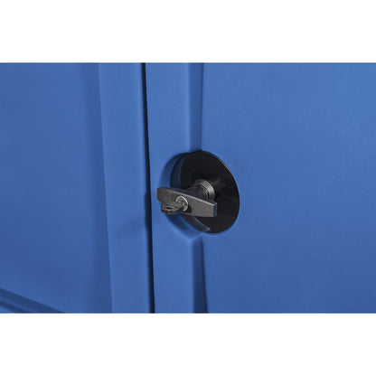 PE hazardous goods storage depot with doors, for 4 x 200 l drums, collection capacity 1150 l.