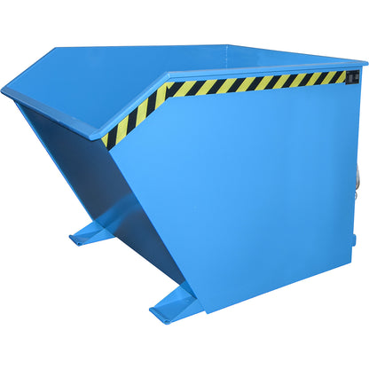 Tilting skip, low profile (E), capacity 1.5 m³, light blue.