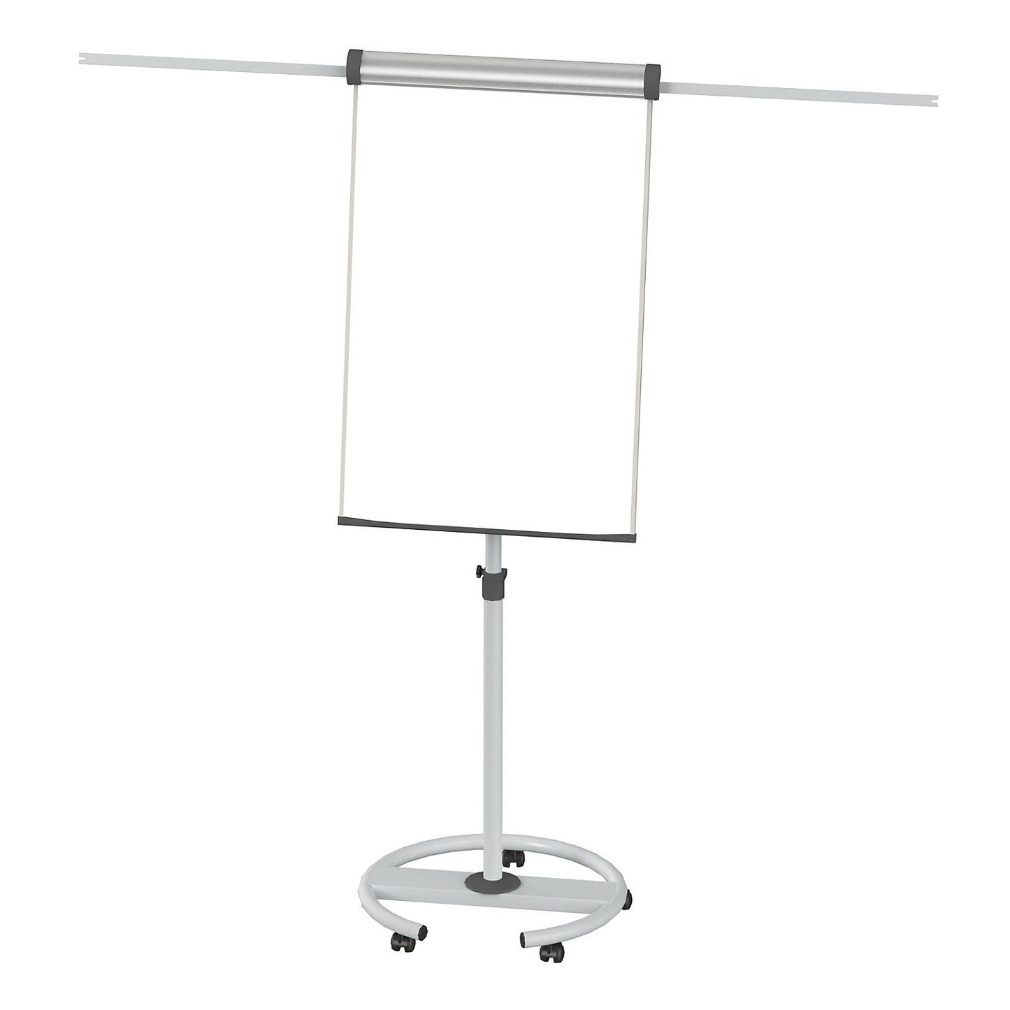 Flipchart, round base, board height 970 mm, white.