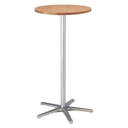 Pedestal table, Ø 600 mm, 1100 mm high, silver frame, beech finish tabletop.